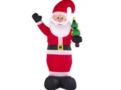 Outlet Beliani Decorazione gonfiabile per esterni LED IVALO Babbo Natale 225 cm Rosso Bianco Rosso Nero Verde