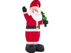 Outlet Beliani Decorazione gonfiabile per esterni LED IVALO Babbo Natale 225 cm Rosso Bianco Rosso Nero Verde