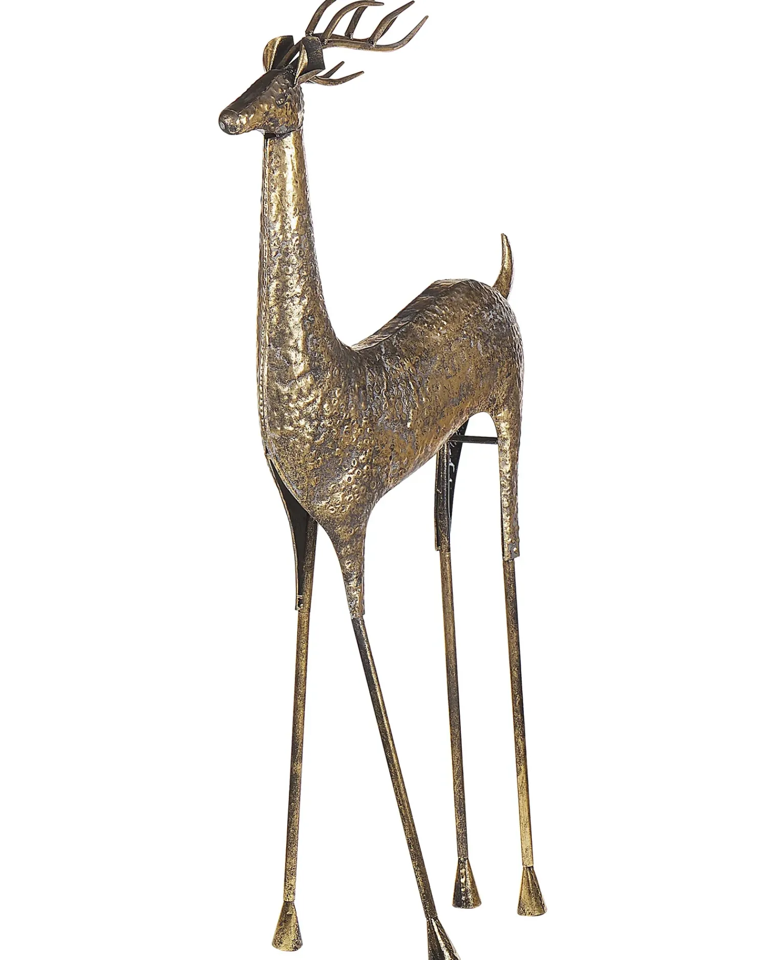 Beliani Decorazione natalizia a pavimento PELLO Renna 126 cm Oro