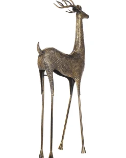 Beliani Decorazione natalizia a pavimento PELLO Renna 126 cm Oro
