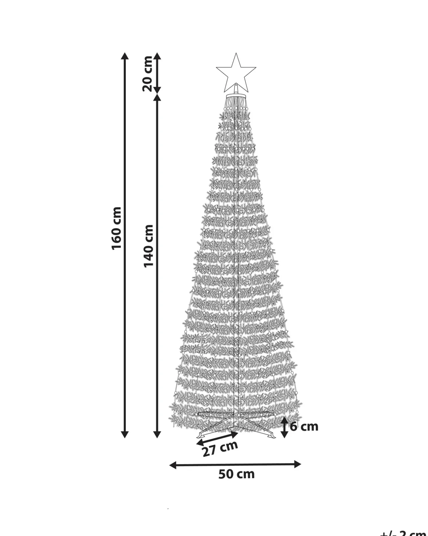 Best Beliani Decorazione natalizia a pavimento Smart LED con App SAARLOQ Albero di Natale Verde