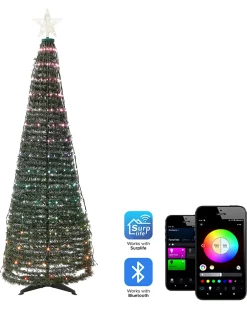 Best Beliani Decorazione natalizia a pavimento Smart LED con App SAARLOQ Albero di Natale Verde