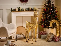 Discount Beliani Decorazione natalizia LED AKUREYRI Renna 110 cm Oro
