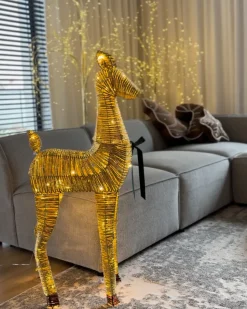 Discount Beliani Decorazione natalizia LED AKUREYRI Renna 110 cm Oro