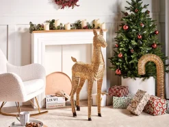 Discount Beliani Decorazione natalizia LED AKUREYRI Renna 110 cm Oro