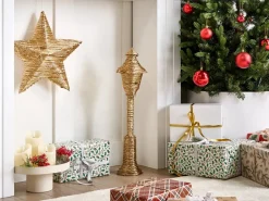 Outlet Beliani Decorazione natalizia LED ALFTANES Lampada da palo 62 cm Oro