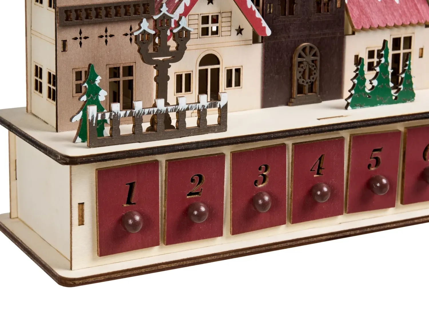 Best Beliani Decorazione natalizia LED ASPERN Calendario dell'Avvento 18 cm Rosso