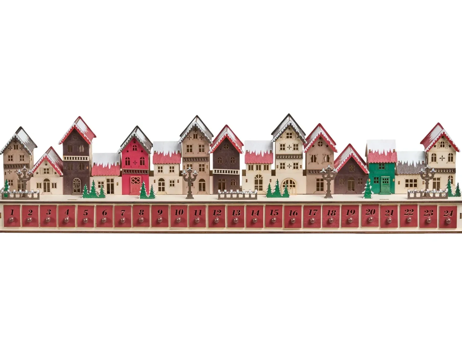 Best Beliani Decorazione natalizia LED ASPERN Calendario dell'Avvento 18 cm Rosso