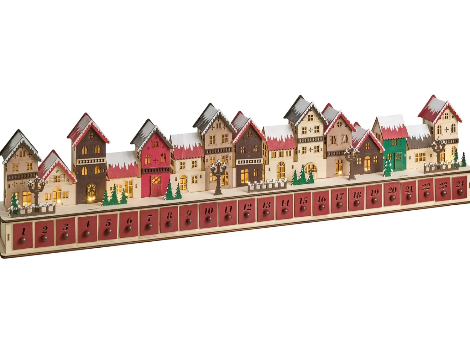 Best Beliani Decorazione natalizia LED ASPERN Calendario dell'Avvento 18 cm Rosso