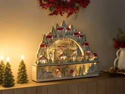 New Beliani Decorazione natalizia LED BOLKESJO 39 cm Marrone chiaro Marrone Multicolore