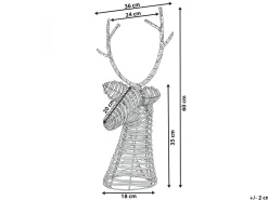 Beliani Decorazione natalizia LED DYBESO Renna 60 cm scuro Marrone