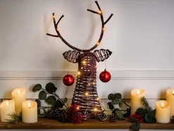 Beliani Decorazione natalizia LED DYBESO Renna 60 cm scuro Marrone
