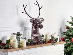 Beliani Decorazione natalizia LED DYBESO Renna 60 cm scuro Marrone