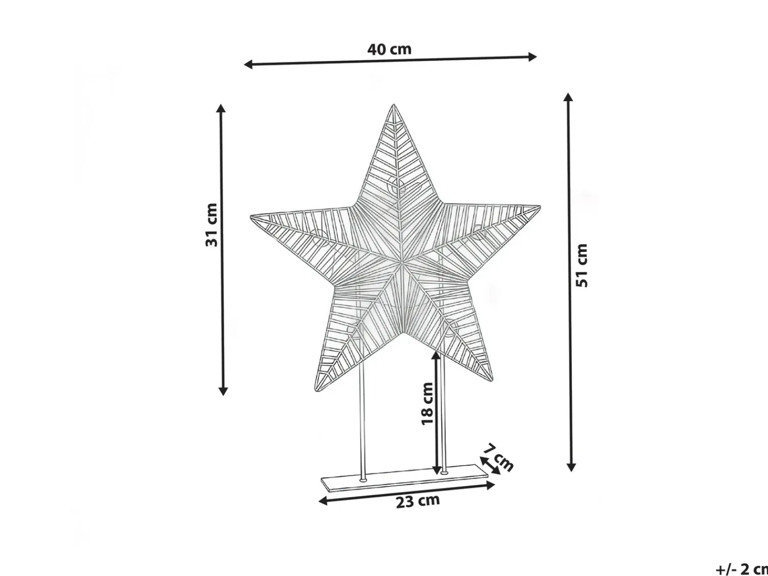 Outlet Beliani Decorazione natalizia LED FARUP Stella 51 cm Oro