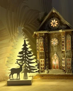 Outlet Beliani Decorazione natalizia LED FEMAN Renna Albero di Natale 36 cm Bianco