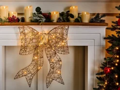 New Beliani Decorazione natalizia LED FILSO Fiocco 56 cm Oro
