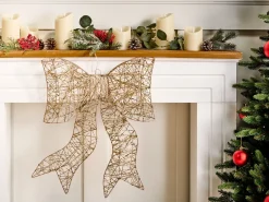 New Beliani Decorazione natalizia LED FILSO Fiocco 56 cm Oro