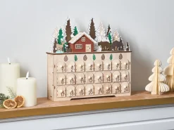 Discount Beliani Decorazione natalizia LED HELIN Calendario dell'Avvento 33 cm chiaro Marrone