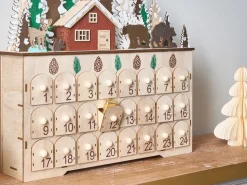 Discount Beliani Decorazione natalizia LED HELIN Calendario dell'Avvento 33 cm chiaro Marrone