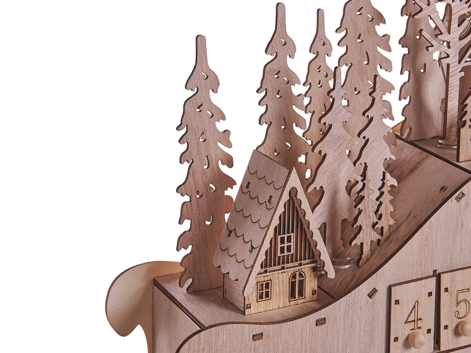 New Beliani Decorazione natalizia LED IMPALA Calendario dell'Avvento 40 cm chiaro Marrone