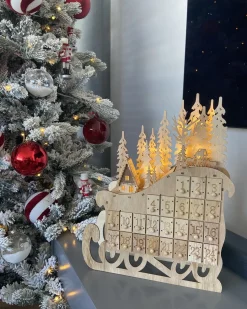 New Beliani Decorazione natalizia LED IMPALA Calendario dell'Avvento 40 cm chiaro Marrone