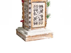 Outlet Beliani Decorazione natalizia LED LENTIRA Lampada da palo 80 cm Marrone chiaro Bianco Verde Marrone