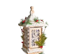 Outlet Beliani Decorazione natalizia LED LENTIRA Lampada da palo 80 cm Marrone chiaro Bianco Verde Marrone