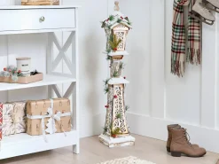Hot Beliani Decorazione natalizia LED LIESVESI Lampada da palo 80 cm Marrone chiaro Bianco Verde Marrone