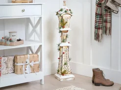 Hot Beliani Decorazione natalizia LED LIESVESI Lampada da palo 80 cm Marrone chiaro Bianco Verde Marrone