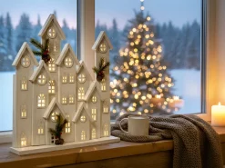 Online Beliani Decorazione natalizia LED MAAVESI Casa 53 cm Bianco Bianco Verde