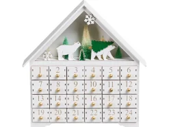 Outlet Beliani Decorazione natalizia LED MJOSA Calendario dell'Avvento 33 cm Bianco Bianco Oro Verde