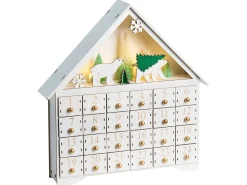 Outlet Beliani Decorazione natalizia LED MJOSA Calendario dell'Avvento 33 cm Bianco Bianco Oro Verde