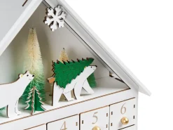Outlet Beliani Decorazione natalizia LED MJOSA Calendario dell'Avvento 33 cm Bianco Bianco Oro Verde