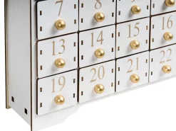 Outlet Beliani Decorazione natalizia LED MJOSA Calendario dell'Avvento 33 cm Bianco Bianco Oro Verde