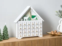 Outlet Beliani Decorazione natalizia LED MJOSA Calendario dell'Avvento 33 cm Bianco Bianco Oro Verde