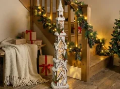 Sale Beliani Decorazione natalizia LED NASIJARVI Casa 85 cm Marrone chiaro Bianco Marrone Verde