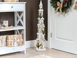 Sale Beliani Decorazione natalizia LED NASIJARVI Casa 85 cm Marrone chiaro Bianco Marrone Verde
