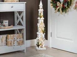 Sale Beliani Decorazione natalizia LED NASIJARVI Casa 85 cm Marrone chiaro Bianco Marrone Verde