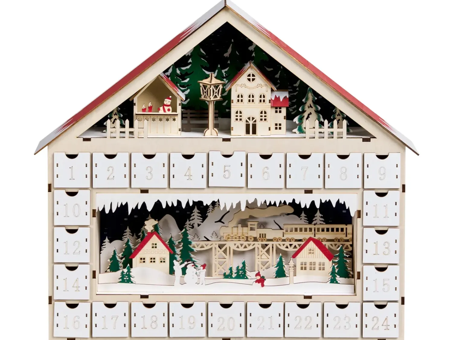 Best Beliani Decorazione natalizia LED NISSER Calendario dell'Avvento 44 cm Marrone chiaro Marrone Multicolore