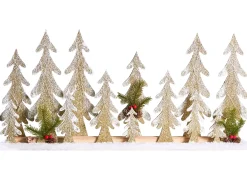 Beliani Decorazione natalizia LED ORIVESI Albero di Natale 30 cm Marrone chiaro Verde Marrone