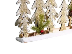 Beliani Decorazione natalizia LED ORIVESI Albero di Natale 30 cm Marrone chiaro Verde Marrone