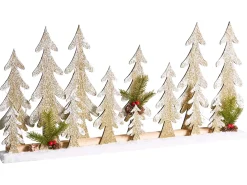 Beliani Decorazione natalizia LED ORIVESI Albero di Natale 30 cm Marrone chiaro Verde Marrone