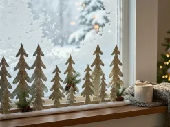 Beliani Decorazione natalizia LED ORIVESI Albero di Natale 30 cm Marrone chiaro Verde Marrone