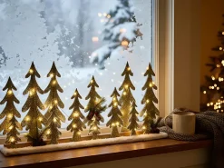 Beliani Decorazione natalizia LED ORIVESI Albero di Natale 30 cm Marrone chiaro Verde Marrone
