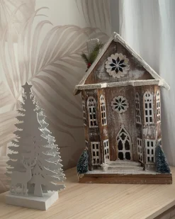 Online Beliani Decorazione natalizia LED UNARI Casa 50 cm Marrone chiaro Bianco Marrone