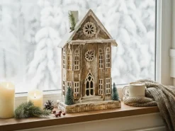 Online Beliani Decorazione natalizia LED UNARI Casa 50 cm Marrone chiaro Bianco Marrone