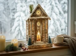 Online Beliani Decorazione natalizia LED UNARI Casa 50 cm Marrone chiaro Bianco Marrone