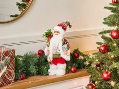 Hot Beliani Decorazione natalizia MOSVATN Babbo Natale 37 cm Rosso/Verde Bianco Rosso Verde