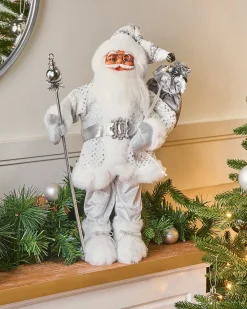 Best Beliani Decorazione natalizia NELAUG Babbo Natale 48 cm Argento Bianco Argento
