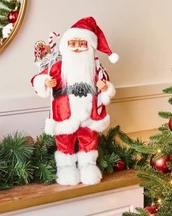 Outlet Beliani Decorazione natalizia ORMSAVATNET Babbo Natale 45 cm Rosso Bianco Rosso